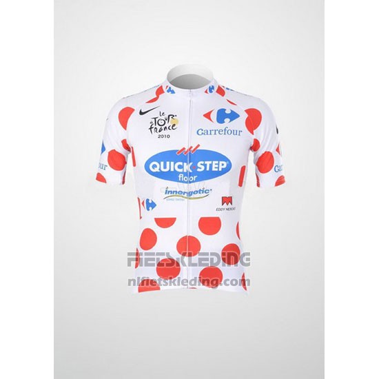 2010 Fietskleding Quick Step Floor Lider Rood en Wit Korte Mouwen en Koersbroek